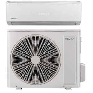 Altech Polaris varmepumpe i hvid — inde- og udedel